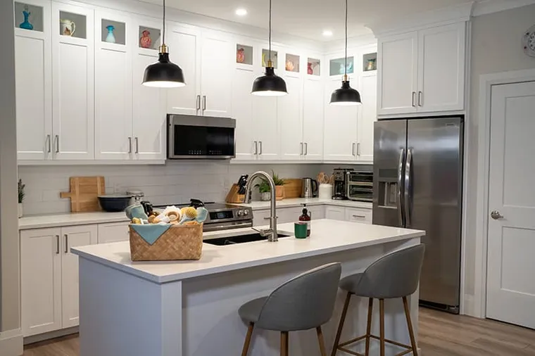 Bright kitchen interior after a professional cleaning.
