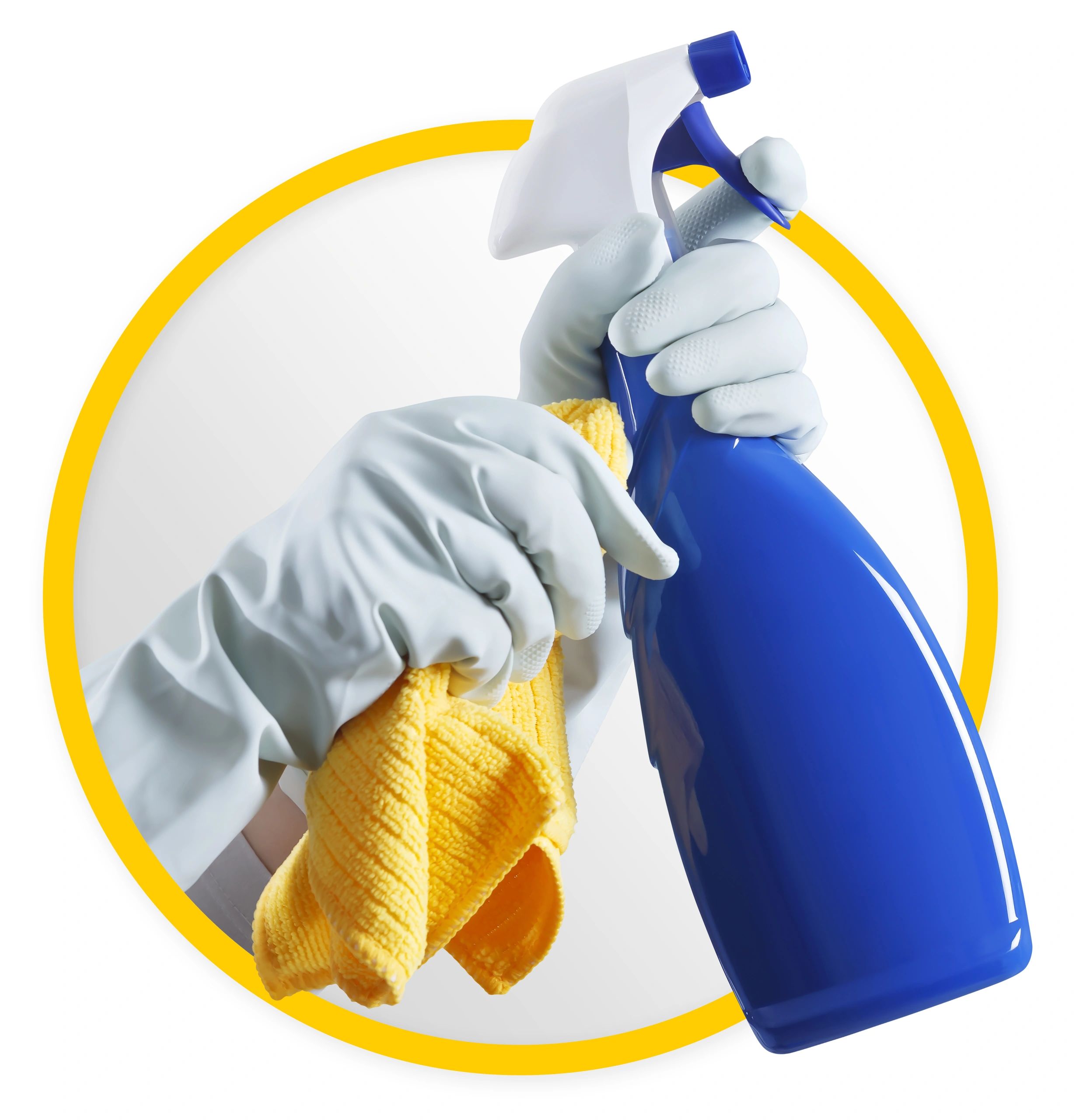 Cleaning service and products icon. Hands with gloves.